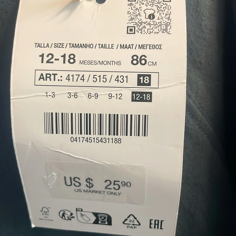NWT,‎ Zara, 12-18mos, personalized sweatshirt,